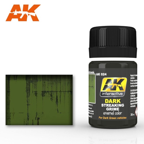 AK Interactive Weathering: Streaking Grime For Dark Vehicles 35ml Enamel Paint