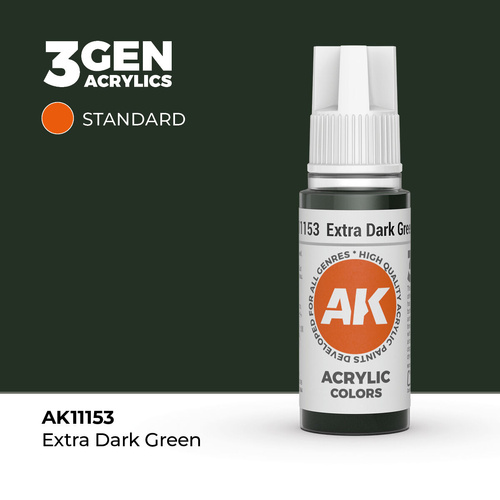 AK Interactive - 3 Gen Acrylics - Extra Dark Green 17ml
