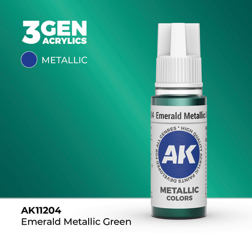 AK Interactive - 3 Gen Acrylics - Emerald Metallic Green 17ml