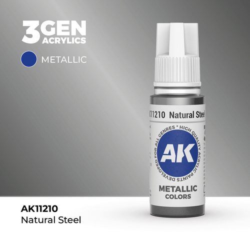 AK Interactive - 3 Gen Acrylics - Natural Steel 17ml