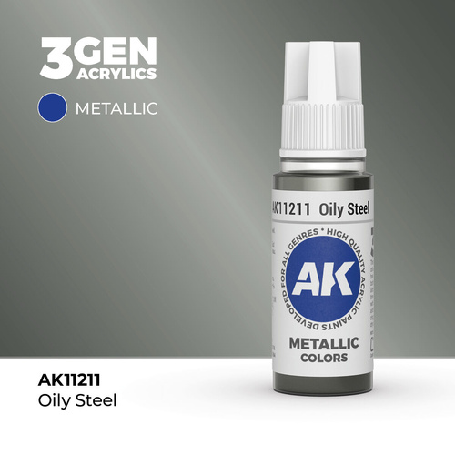 AK Interactive - 3 Gen Acrylics - Oily Steel 17ml