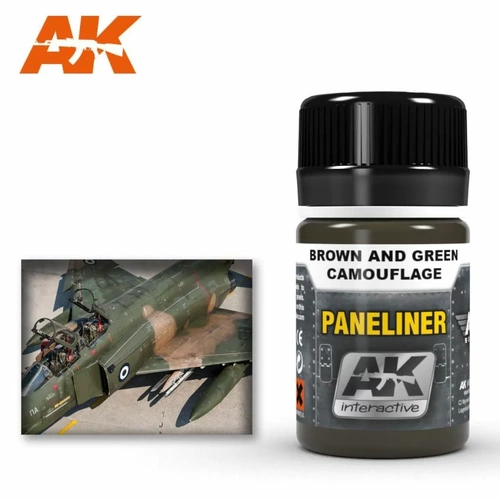 AK Interactive Weathering: Paneliner For Brown And Green Camouflage 35ml Enamel Paint