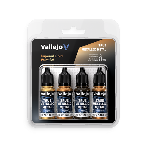 Vallejo True Metallic Metal Imperial Gold - 4 Colour Paint Set - Preorder 02/2026
