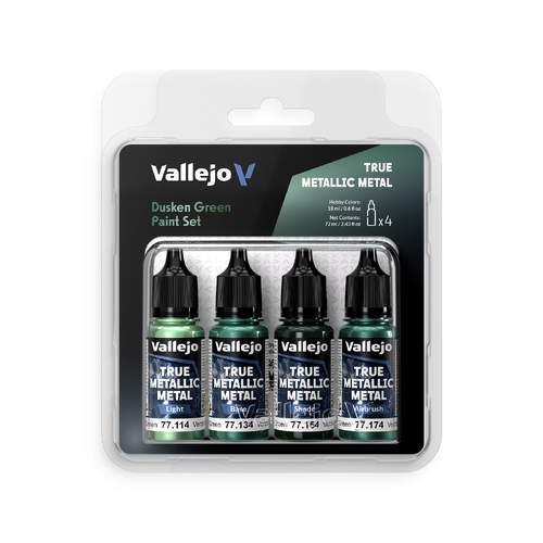 Vallejo True Metallic Metal Dusken Green - 4 Colour Paint Set - Preorder 02/2026