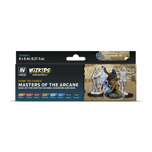 Vallejo Wizkids Premium set: Masters of the Arcane Acrylic Paint Set (8 Colour Set)