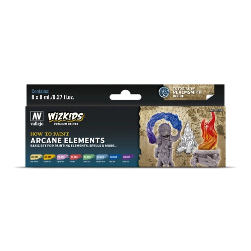 Vallejo Wizkids Premium set: Arcane Elements Acrylic Paint Set (8 Colour Set)