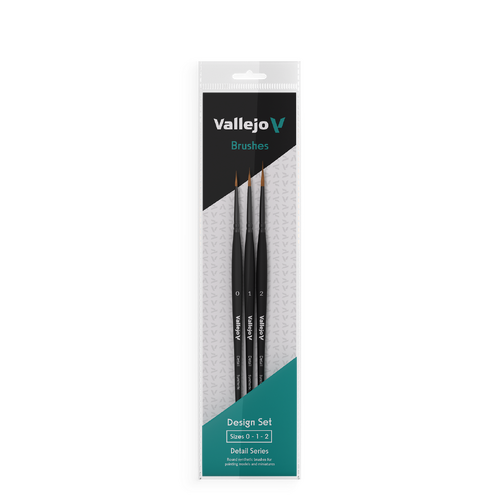   Vallejo Hobby Brushes: Detail Design Set - Synthetic fibers (Sizes 0, 1 & 2)