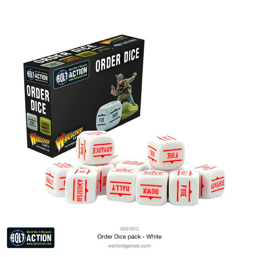 Bolt Action Order Dice - White (12)