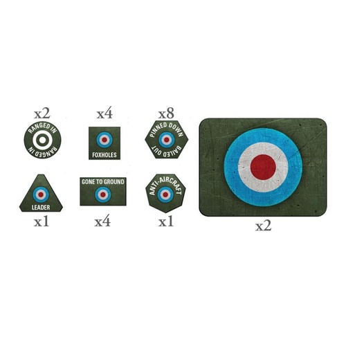 Flames of War: British LW Tokens (x20) and Objectives (x2)