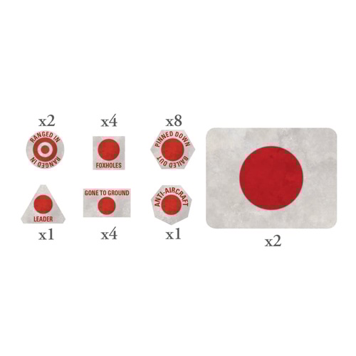 Flames of War: Japanese MW Tokens (x20) and Objectives (x2)