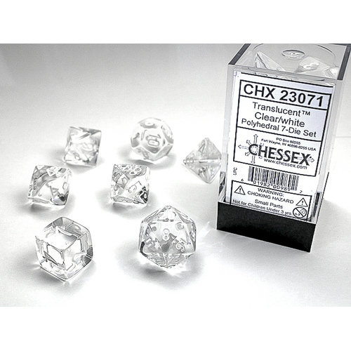 Clear/white Translucent Polyhedral 7-Die Set