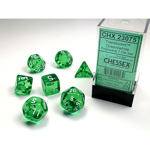 Polyhedral 7-Die Set Translucent Green/White 