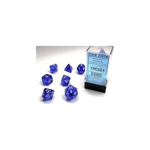 Chessex Polyhedral 7-Die Set Translucent Blue/White 