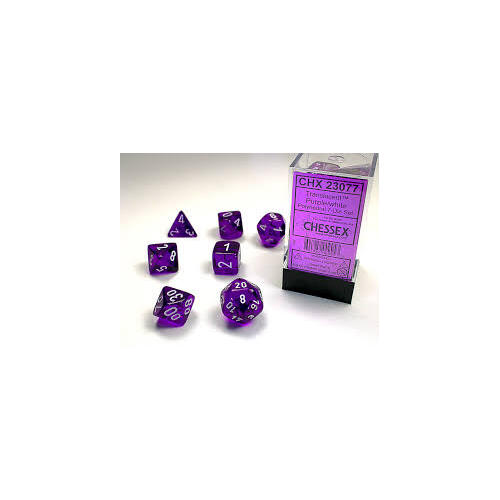 Polyhedral 7-Die Set Translucent Purple/White 