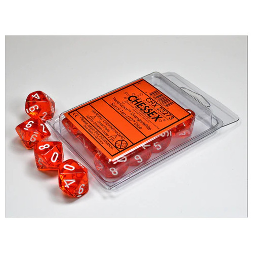 Chessex Dice Sets: Orange/white Translucent D10 Set (10)