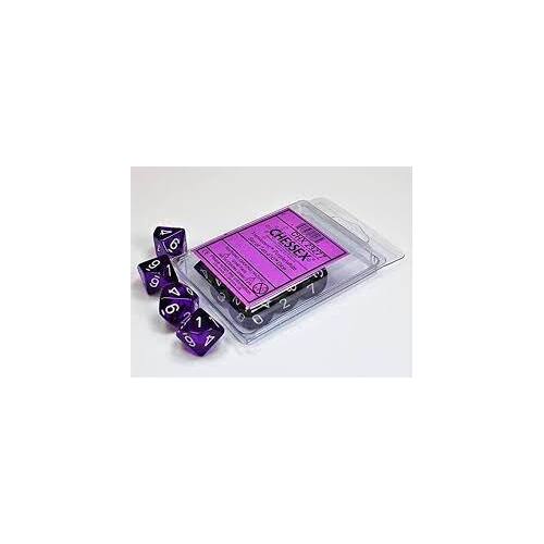 Chessex Dice Sets: Purple/white Translucent D10 Set (10)
