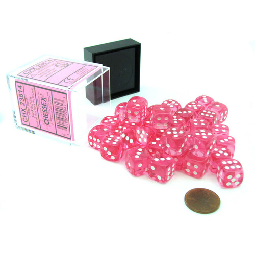  Translucent 12mm d6 Pink/white Dice Block™ (36 dice)
