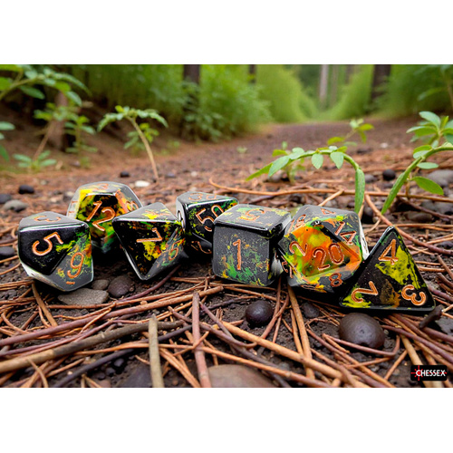 Chessex Brush Polyhedral Deep Forest/gold 7-Die Set