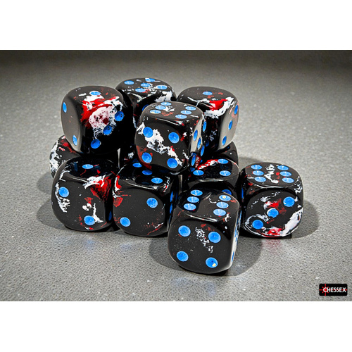 Chessex Brush Dark Side/blue 16mm d6 Dice Block (12 dice)