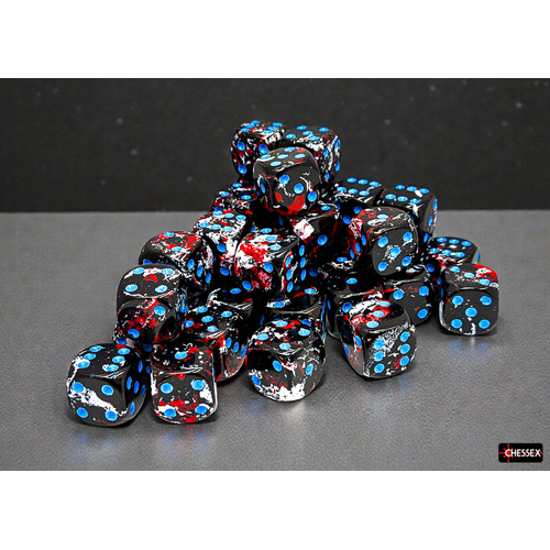 Chessex Brush Dark Side/blue 12mm d6 Dice Block (36 dice)