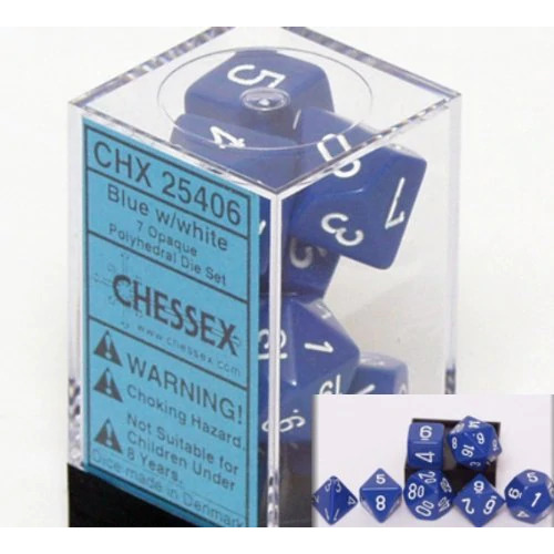Chessex Polyhedral 7-Die Set Opaque Blue/White 