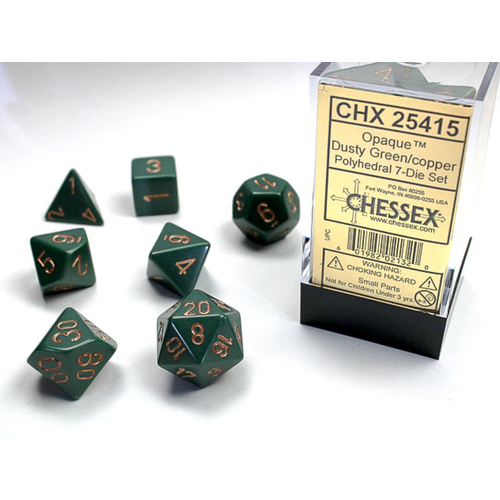 Chessex Polyhedral 7-Die Set Opaque Dusty Green/Gold