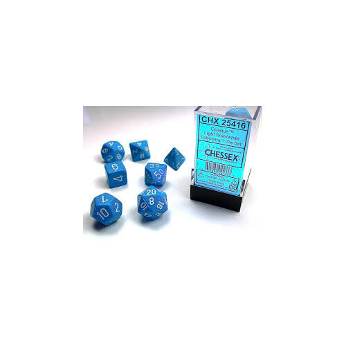 Opaque Polyhedral Light Blue/white 7-Die Set