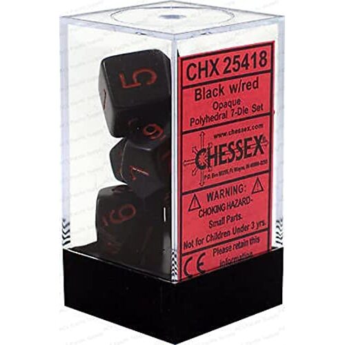 Chessex Polyhedral 7-Die Set Opaque Black/Red