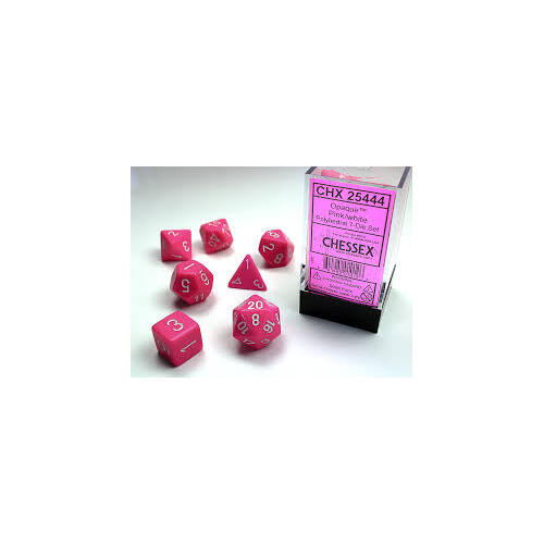 Polyhedral 7-Die Set Opaque Pink/White 