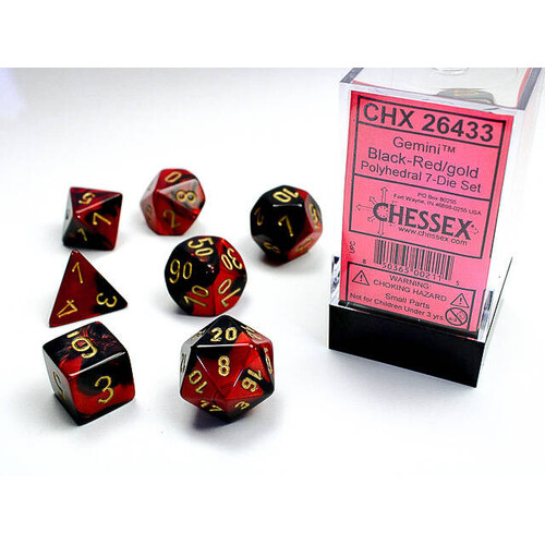 Translucent Red/White Mini-Polyhedral 7 Die Set