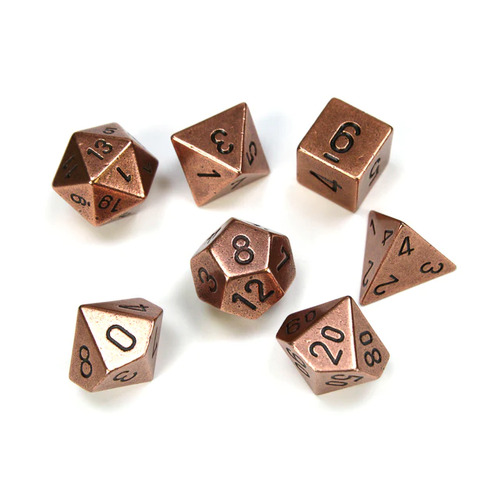 Chessex Polyhedral 7-Die Set Metal Copper-Steel/White
