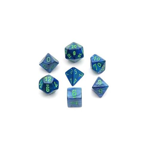 Polyhedral 7-Die Set Lustrous Dark Blue/Green 