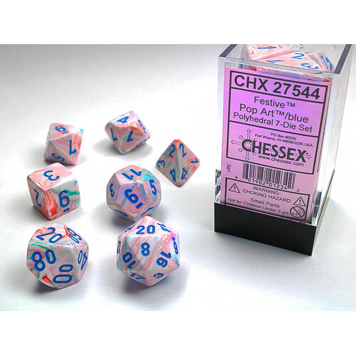Polyhedral 7-Die Set Festive Pop Art/Blue 