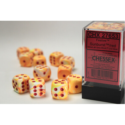 Chessex 16mm D6 Dice Block Festive Sunburst/Red