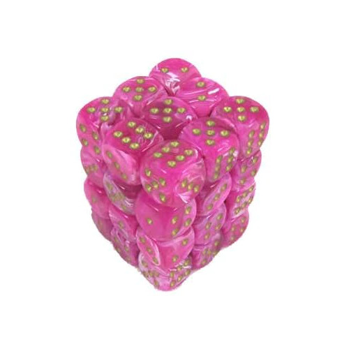 Dice Sets: Vortex Pink w/Gold 12mm d6 (36) (Discontinued)