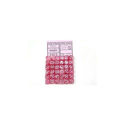Ghostly Glow® 12mm d6 Pink/Silver Dice Block™ (36 dice)
