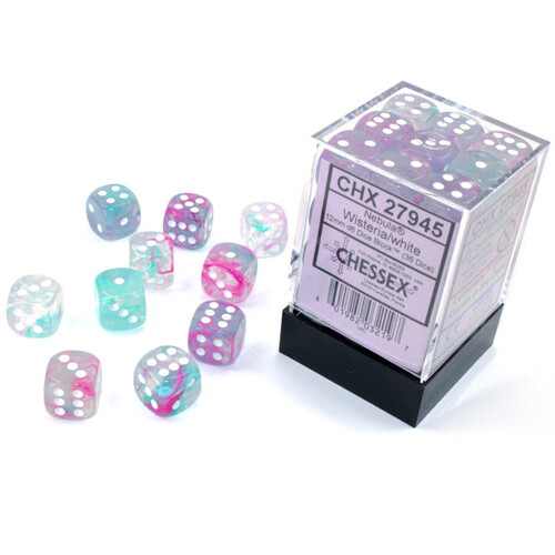 CHX27924 Chessex Chessex Ghostly Glow Fucsia/Argento 12mm Cubo Set 