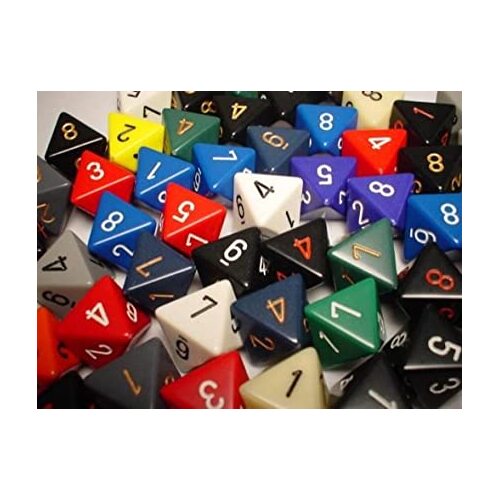 Bag of 50 Assorted Opaque Polyhedral d8 Dice