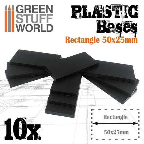 Green Stuff World Plastic Square Base 25x50mm - PACK x10
