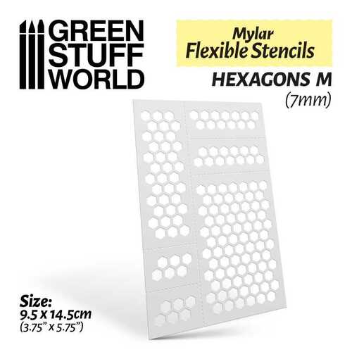 Mylar Flexible Stencils HEXAGONS MEdium (7mm)