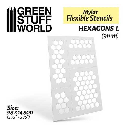 Mylar Flexible Stencils HEXAGONS LARGE (9mm)