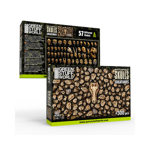 Green Stuff World - 3D Printed - Skulls & Bones - Battlefield Skulls - Creatures