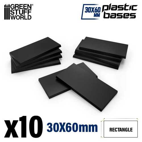 Green Stuff World Plastic Square Rectangular Bases 30x60mm - PACK x10