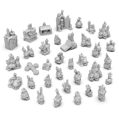 Green Stuff World - 3D Printed - Skulls & Bones - Skull Cult with Candles