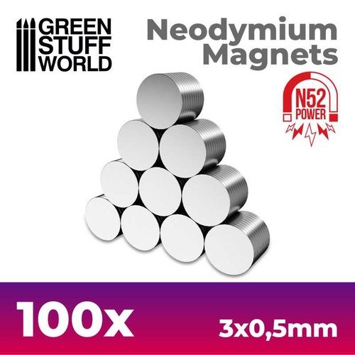 Green Stuff World: Neodymium Magnets 3x0.5mm - SET x100 (N52)