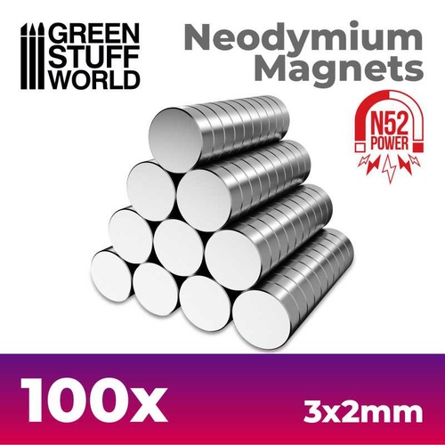 Green Stuff World: Neodymium Magnets 3x2mm - SET x100 (N52)