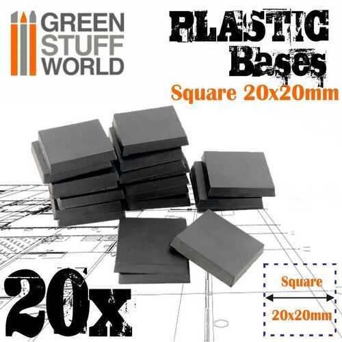 Green Stuff World Plastic Square Bases 20mm - PACK x20