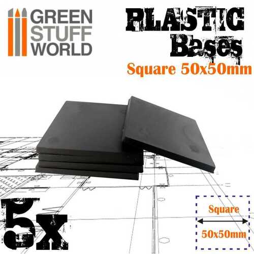 Green Stuff World Plastic Square Bases 50mm - PACK x5