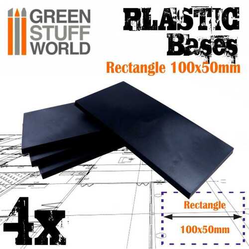 Green Stuff World Plastic Bases - Rectangle 100x50mm - PACKx4