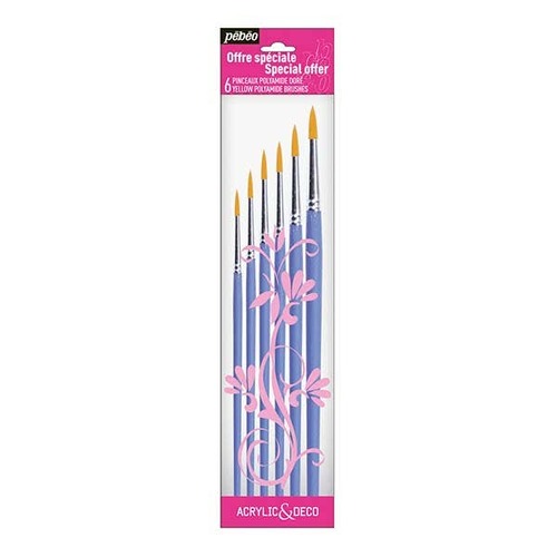 Pebeo Round Poly Brushes 6 Pack